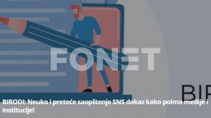BIRODI: Preteće saopštenje SNS